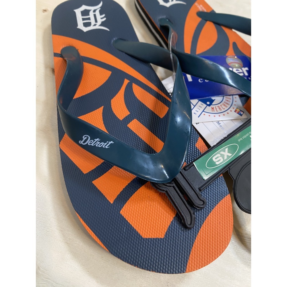 Detroit Tigers MLB Baseball Flip Flops‎ Blue Orange New Extra Small Womens 5-6 - Picture 2 of 5